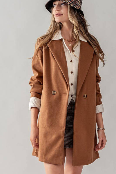 Double Breasted Notched Lapel Overcoat