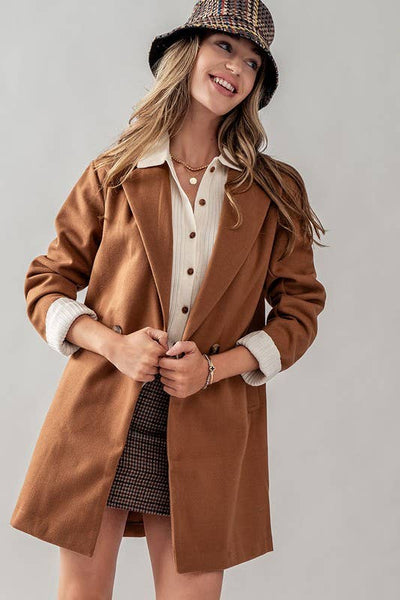 Double Breasted Notched Lapel Overcoat