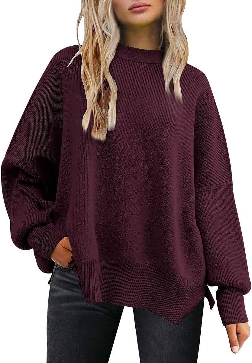 Crewneck Batwing Sleeve Chunky Sweater