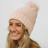 Sherpa Lined Pom Beanie Hat - womens accessories 