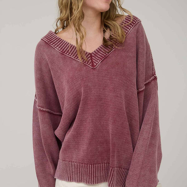 Mineral Washed V-Neck Sweater