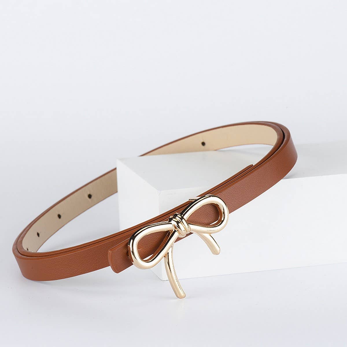 Bowtie PU Leather Skinny Belt