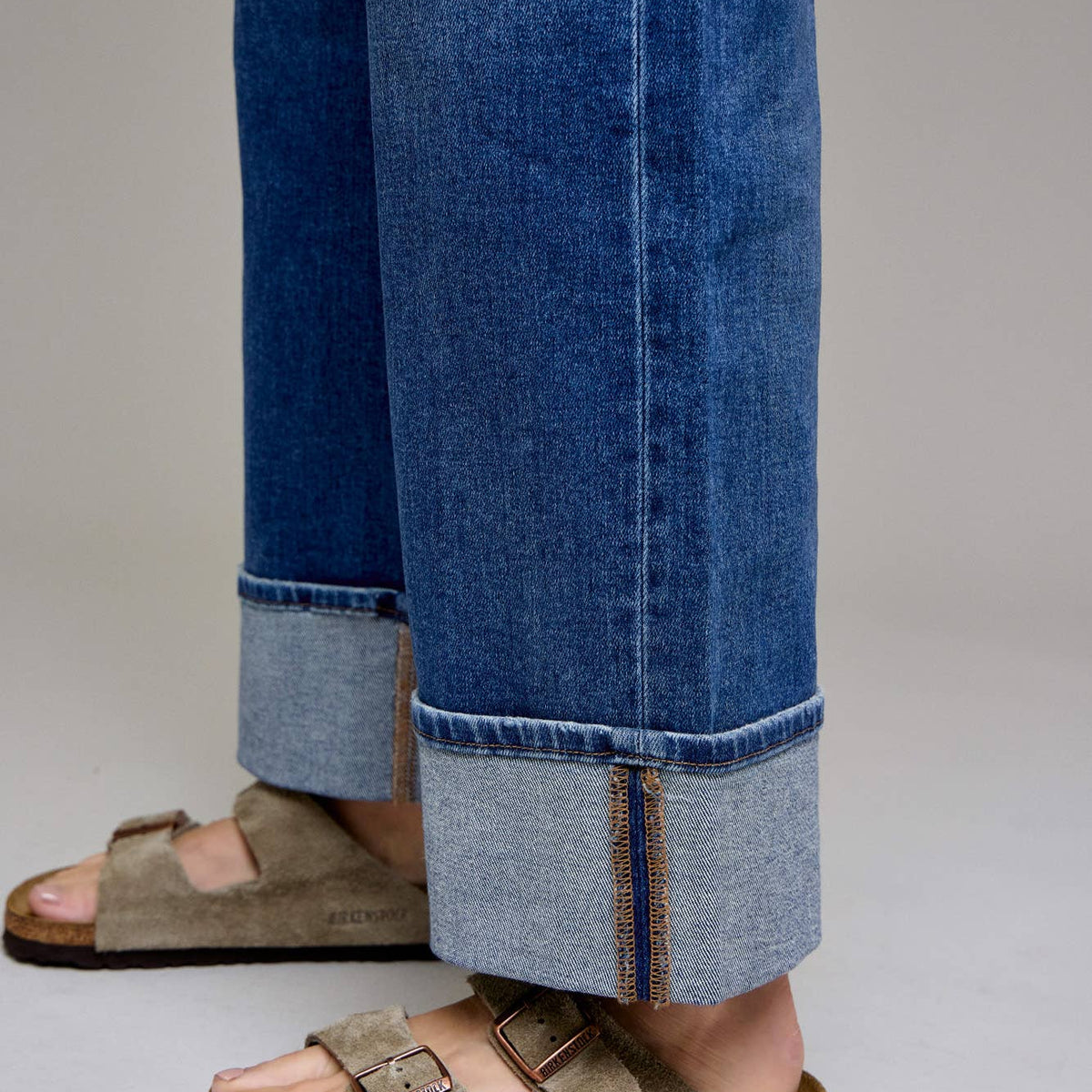 Hidden Jeans Dark Wash Cuffed Stretch Dad Jean