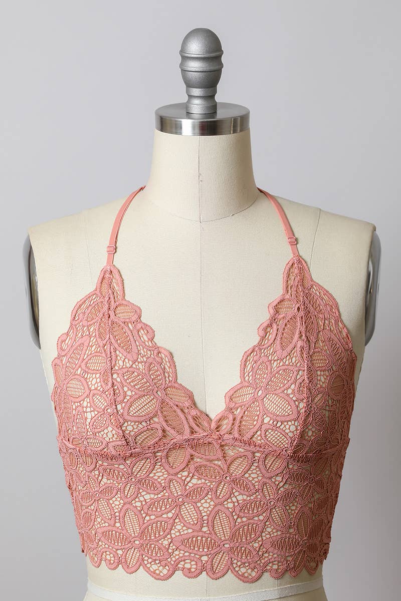Leto Accessories - 🌺 Floral Lace Racerback Bralette – Perfectly Padded!