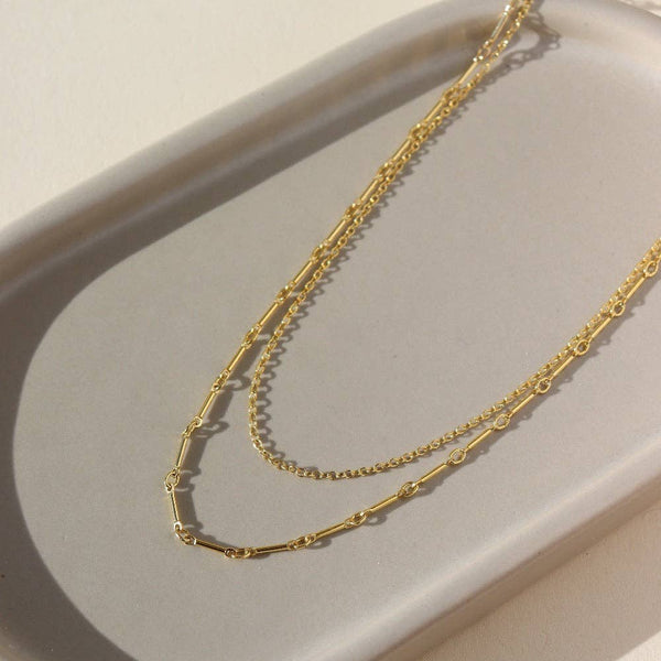 Equinox Double Chain Necklace-Token Jewelry