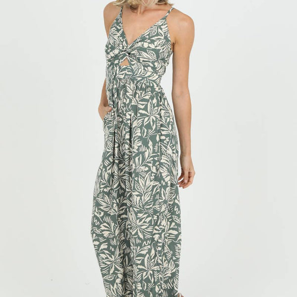 Renee V-Neck Twisted Front Cut-Out Jumpsuit