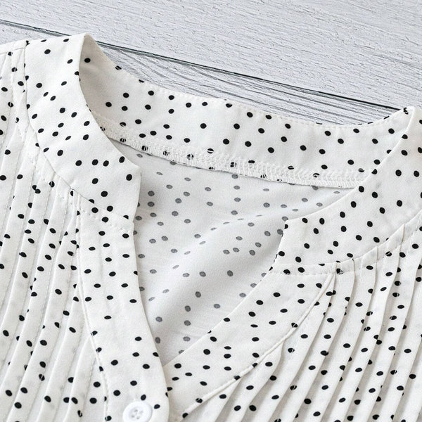 Flirty V-Neck Ruffled Sleeves Polka Dot Blouse