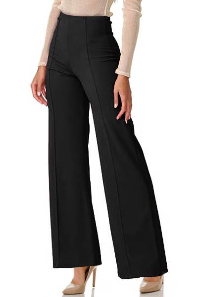 Slim Black Dress Pants with Front Seam