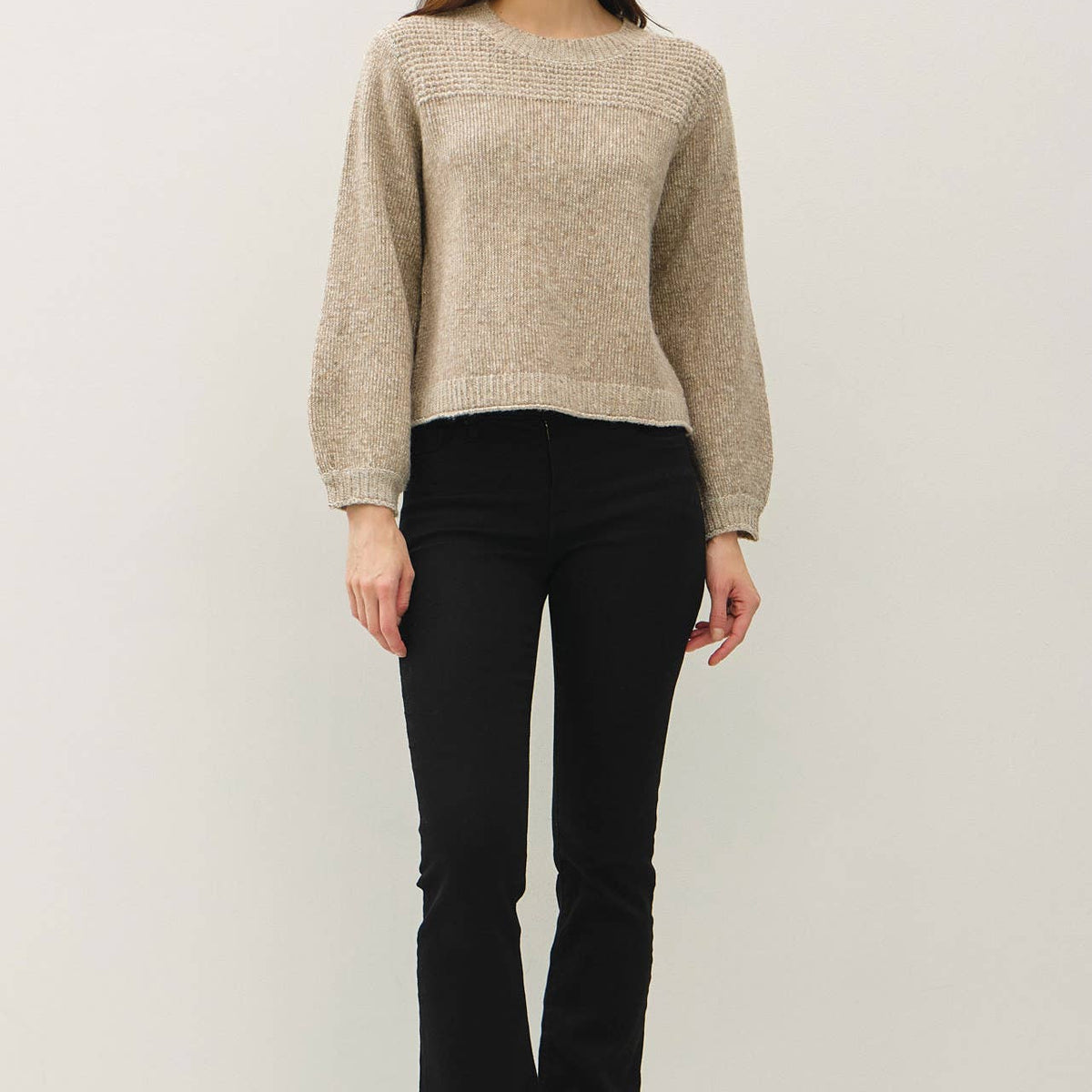 Textured Knit Crewneck Sweater