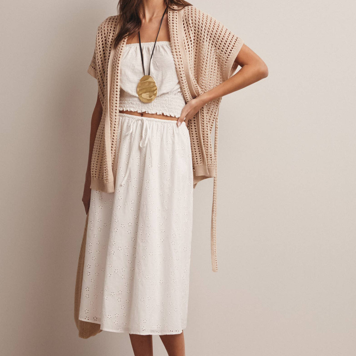 Open Knit Belted Cardigan