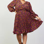 Printed Overlap Dress- Curvy