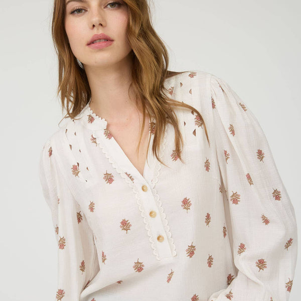 Floral Scallop Trim Long Sleeve