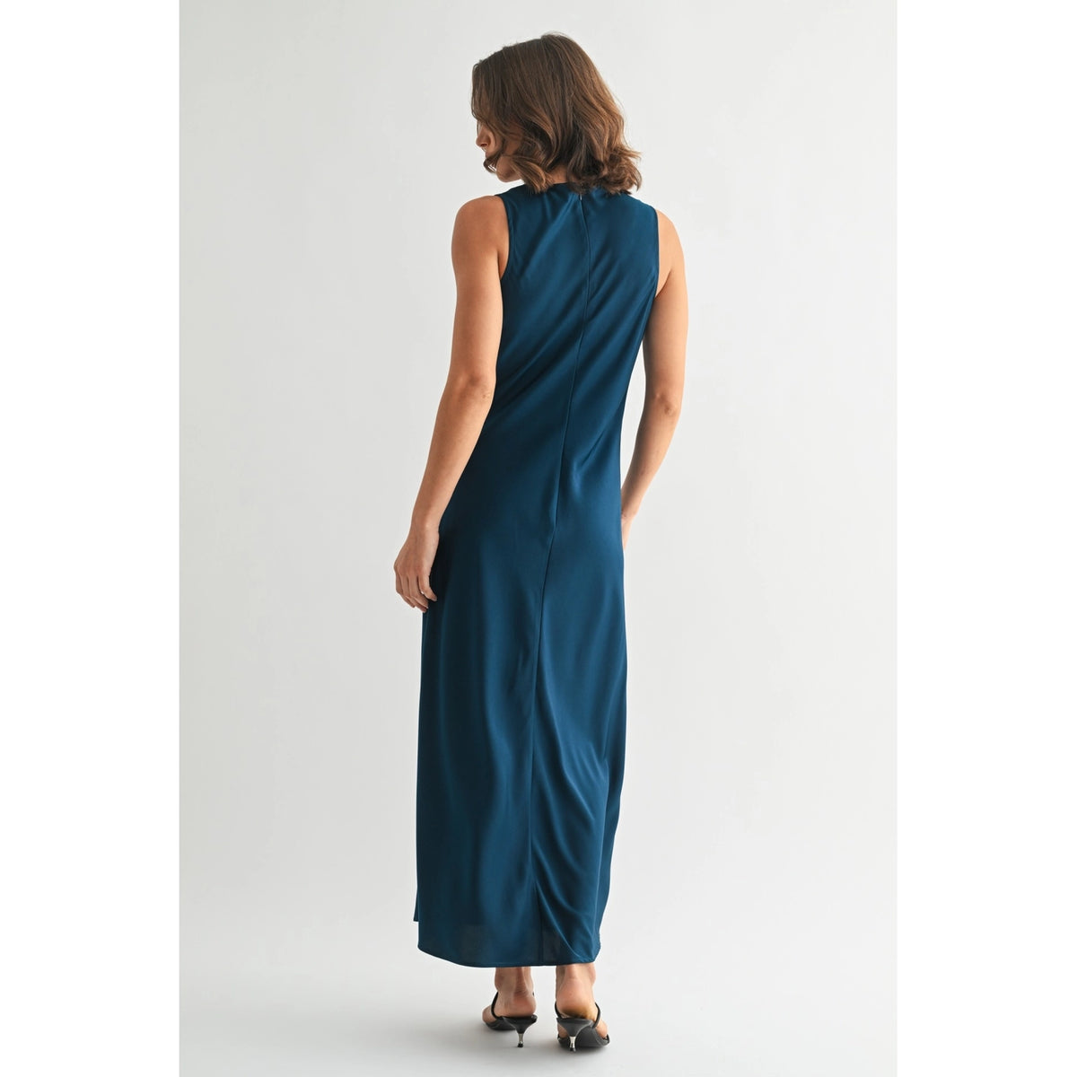 Satin V-Neck Maxi Dress