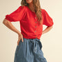 Puff Short Sleeve Button Down Knit Cardigan