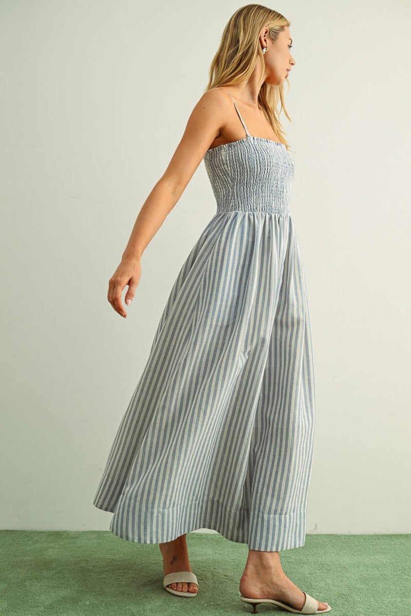 Cotton Striped Smock Maxi Dress