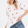 VALENTINES HEART SWEATER SHORT SLEEVE TOP