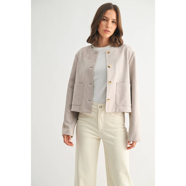Suede Button Down Jacket