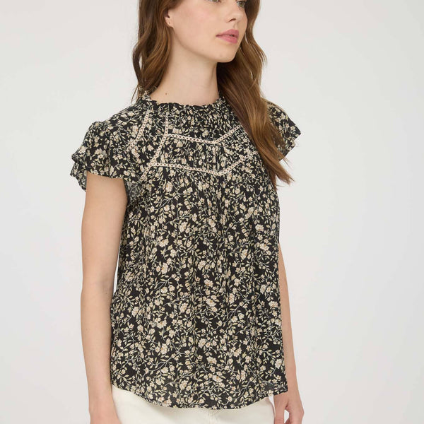 Floral Lace Ruffle Top