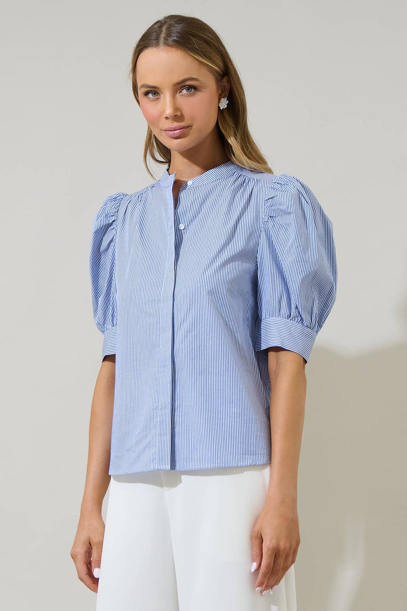 Cayra Stripe Klina Drape Sleeve Top
