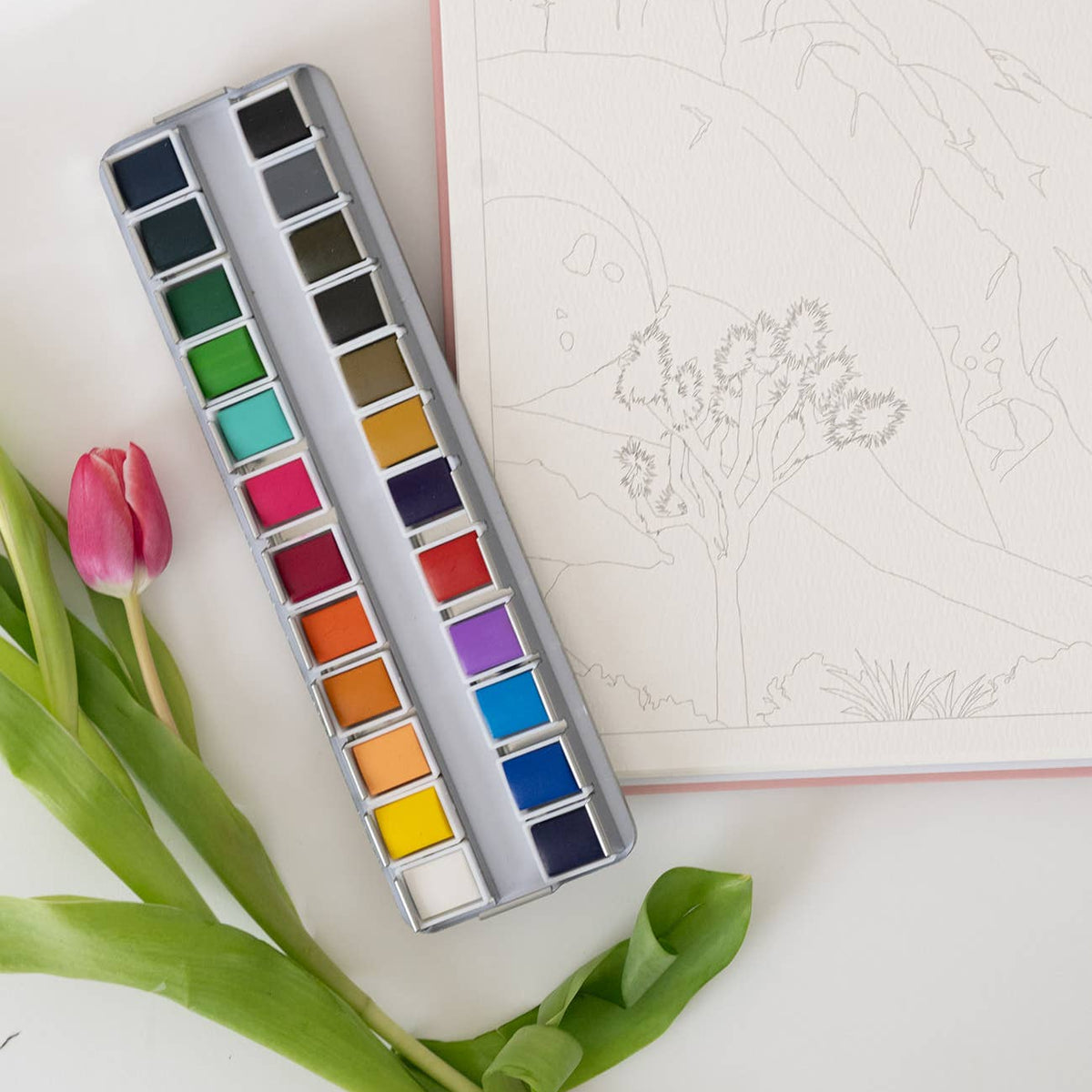 24 Color Watercolor Paint Palette