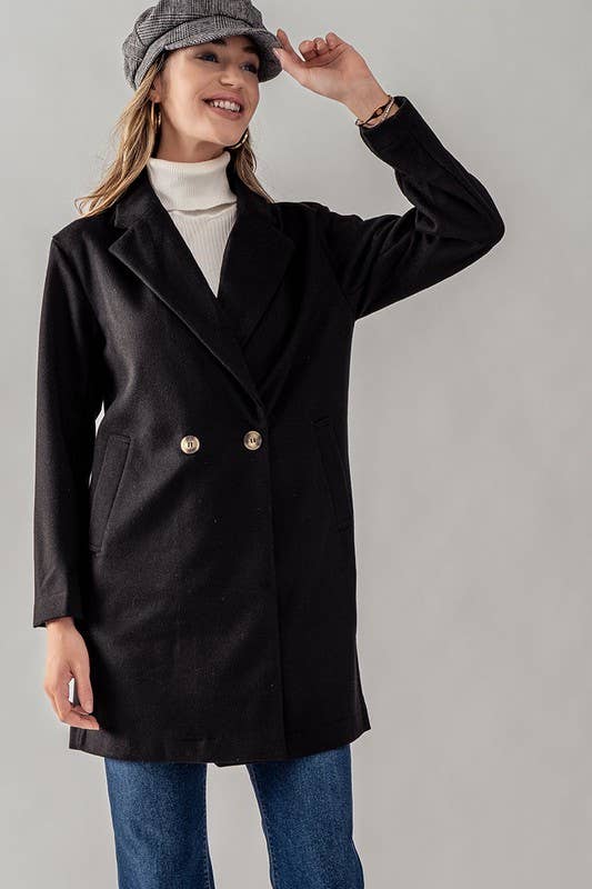 Double Breasted Notched Lapel Overcoat