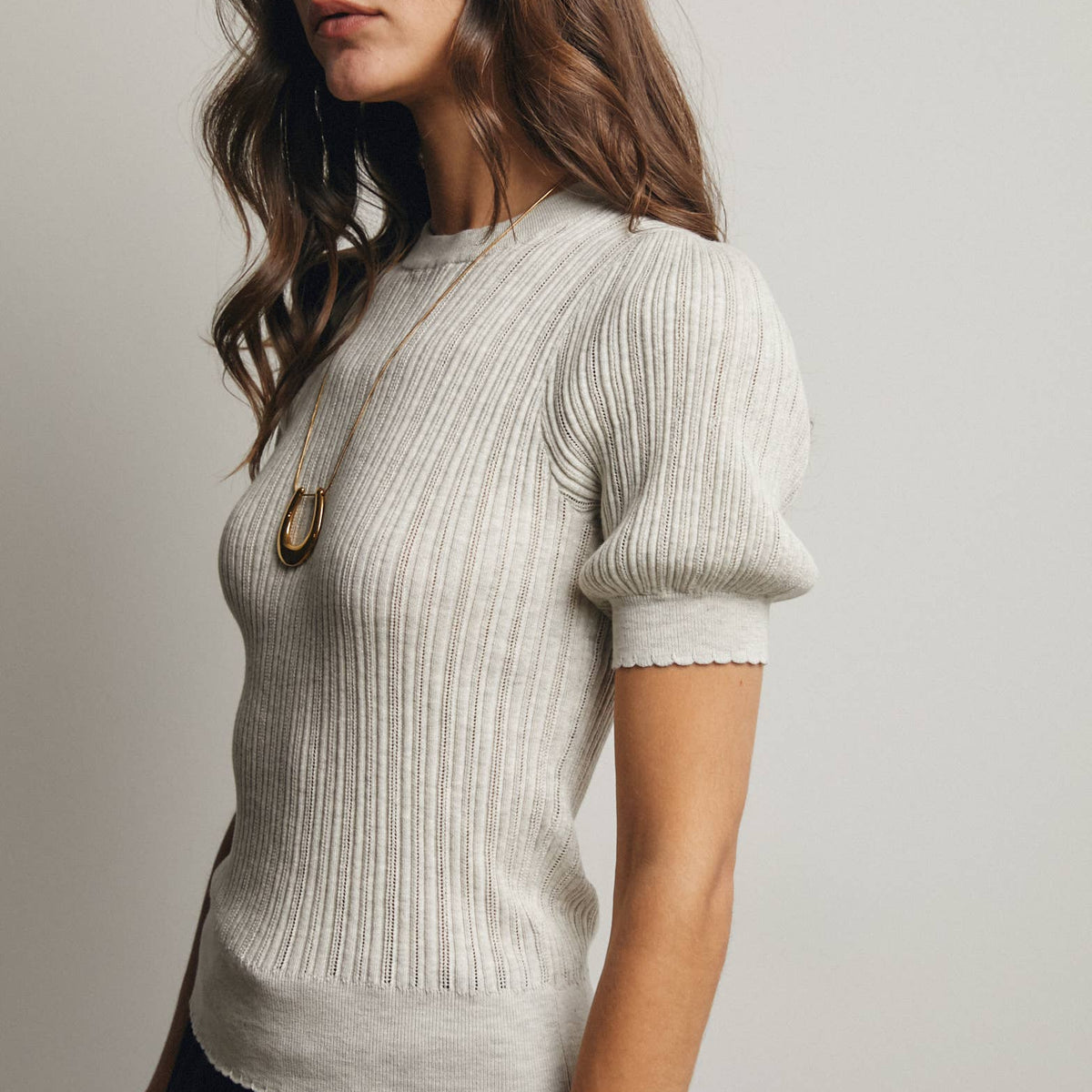 Tara Textured Knit Puff Sleeve Top