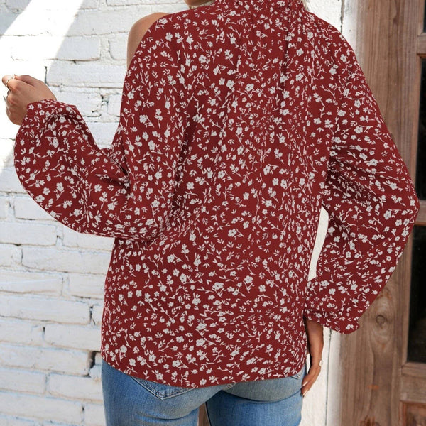 Floral Long-Sleeved Ruffled Blouse