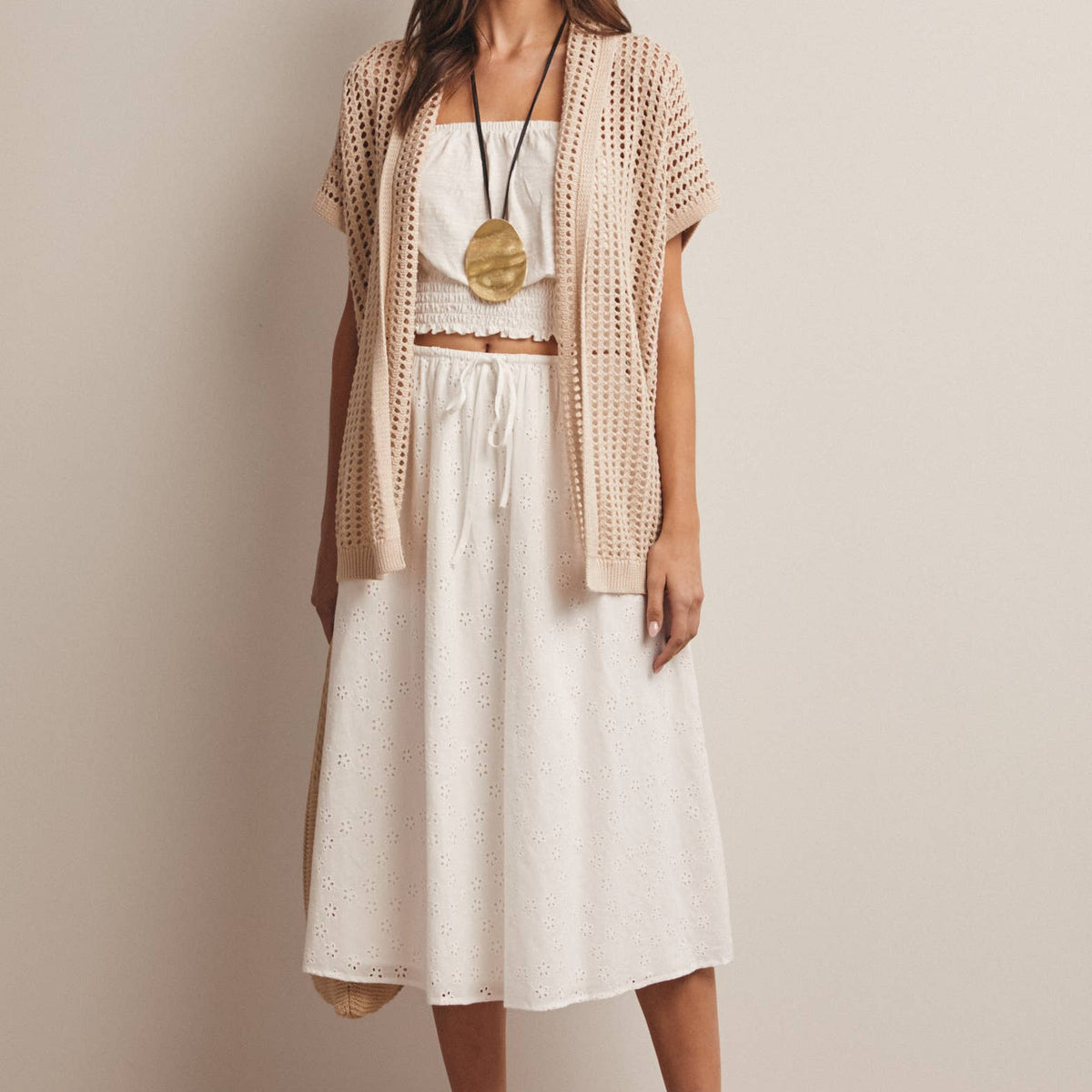 Open Knit Belted Cardigan