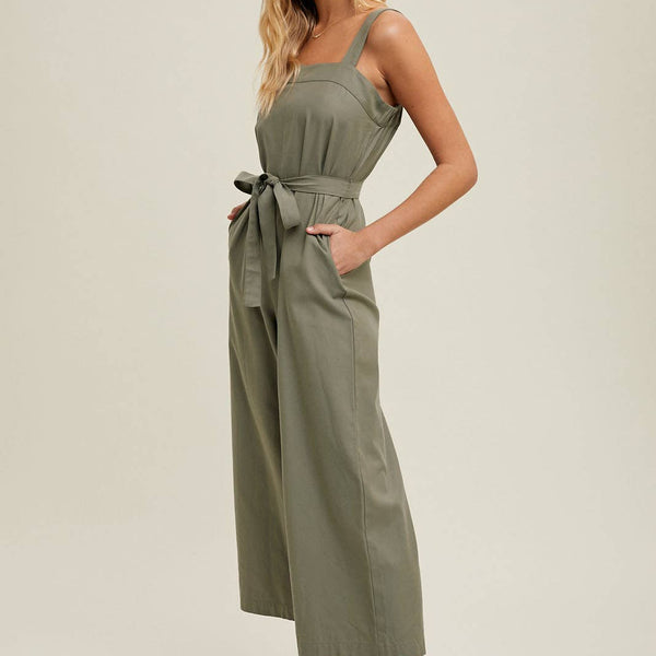 Ella Belted Capri Jumpsuit