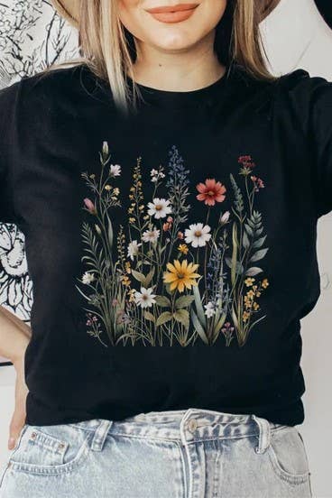 Spring Wildflower Florals Flowers Graphic T-shirt