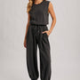 Drawstring Waist Sleeveless Active Jumpsuit