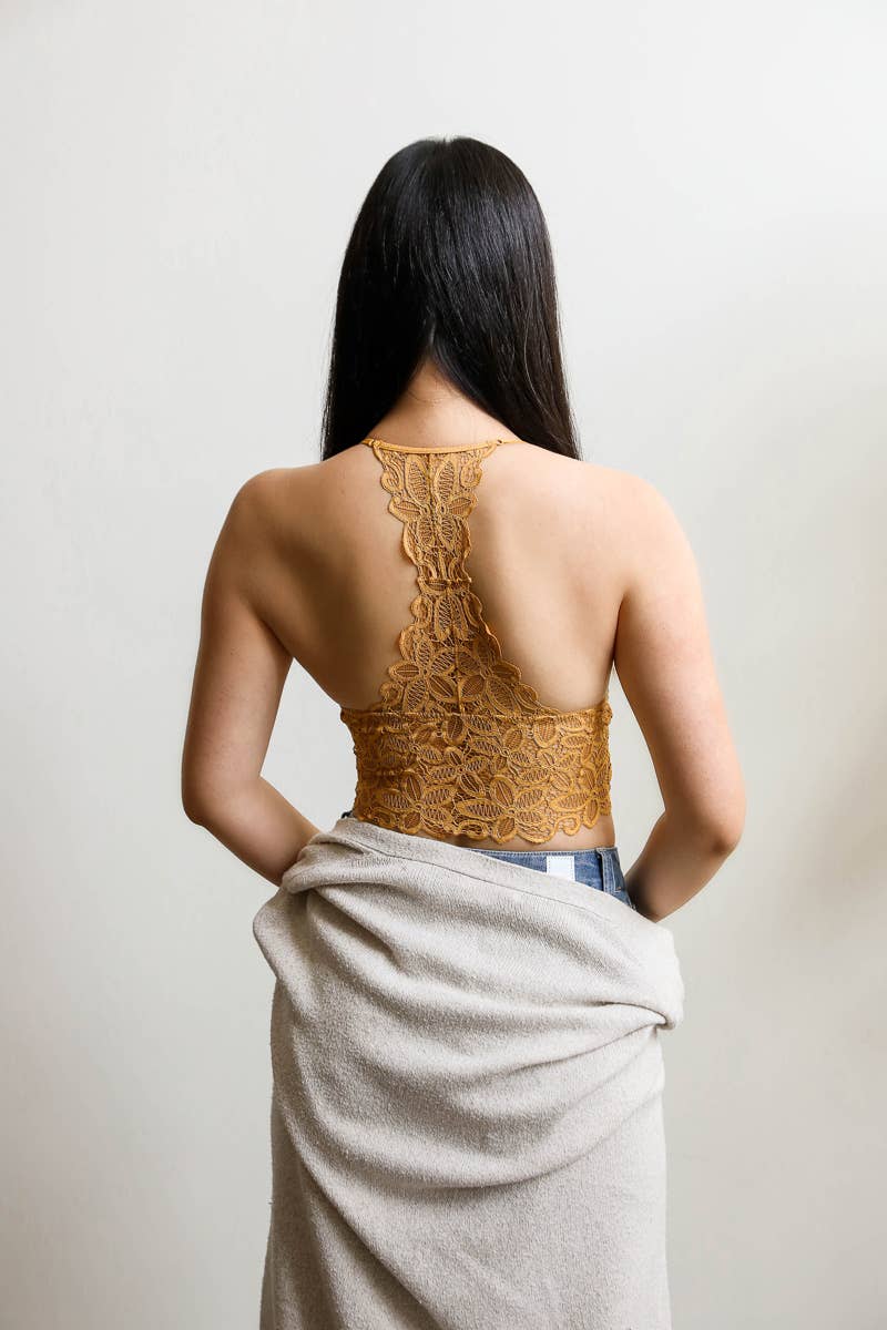 Leto Accessories - 🌺 Floral Lace Racerback Bralette – Perfectly Padded!