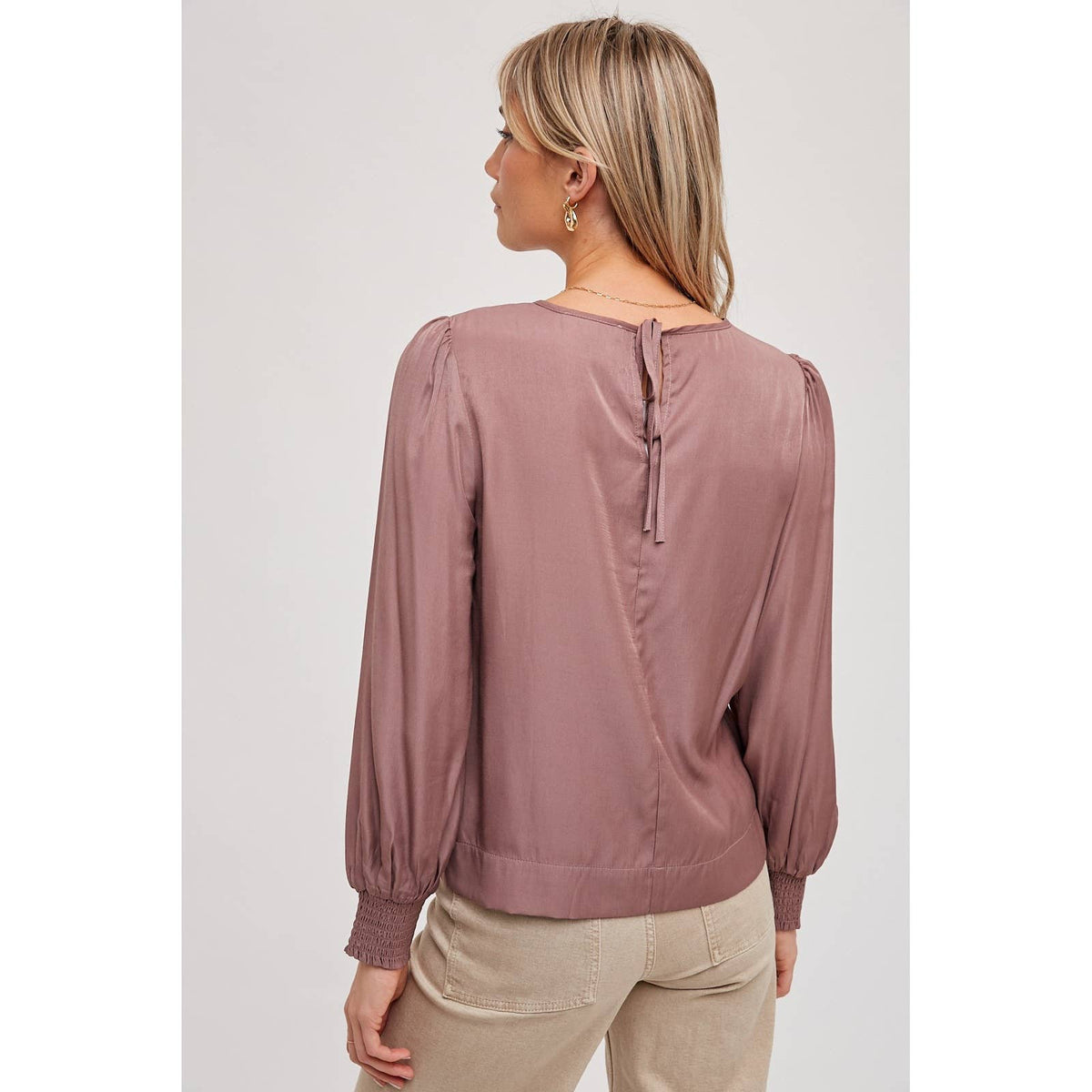 Satin Smock Cuff Blouse