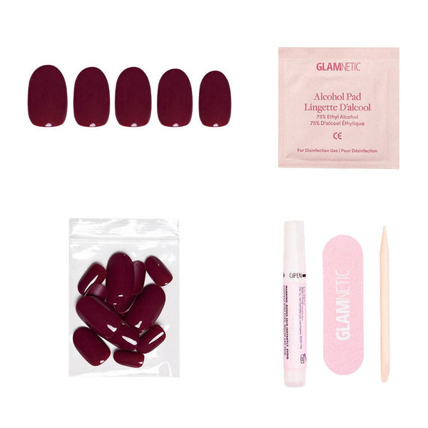 Glamnetic - Berry Maroon Press-On Nails | Fall Solids | Short Round