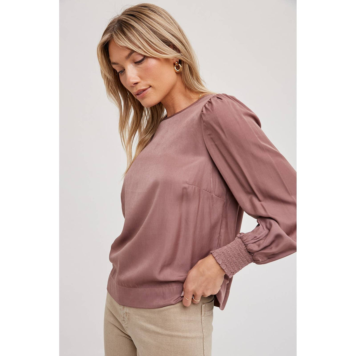 Satin Smock Cuff Blouse