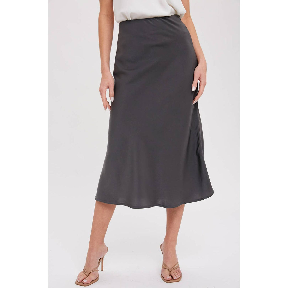 Long satin midi skirt - women's apparel 