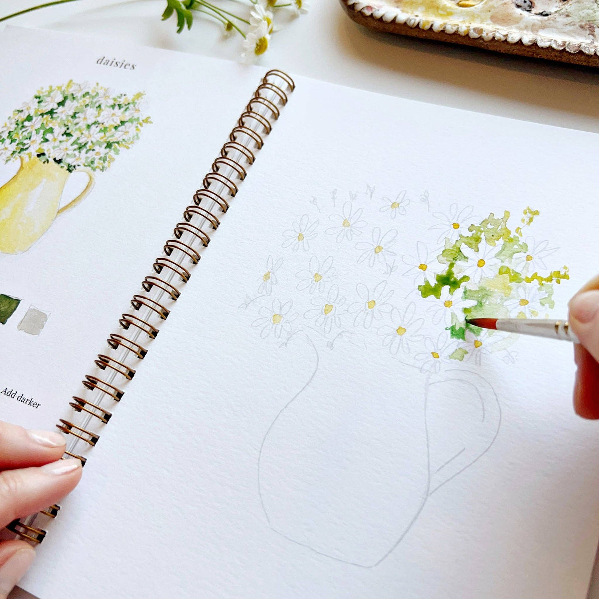 Flowers watercolor workbook by Emily lex studio