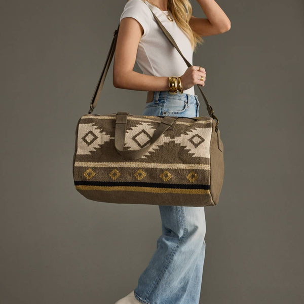 Panache Apparel Co. - Taupe, Cream & Tan Aztec Duffel