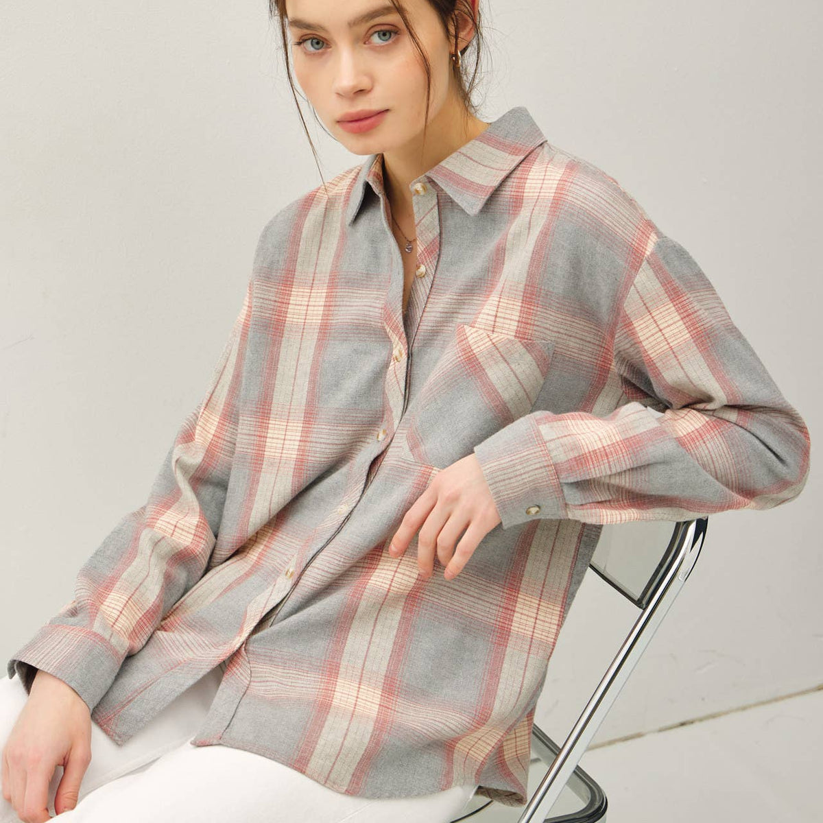 Cotton Faded Plaid Shirt