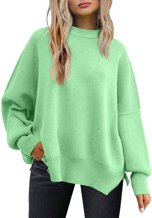 Crewneck Batwing Sleeve Chunky Sweater