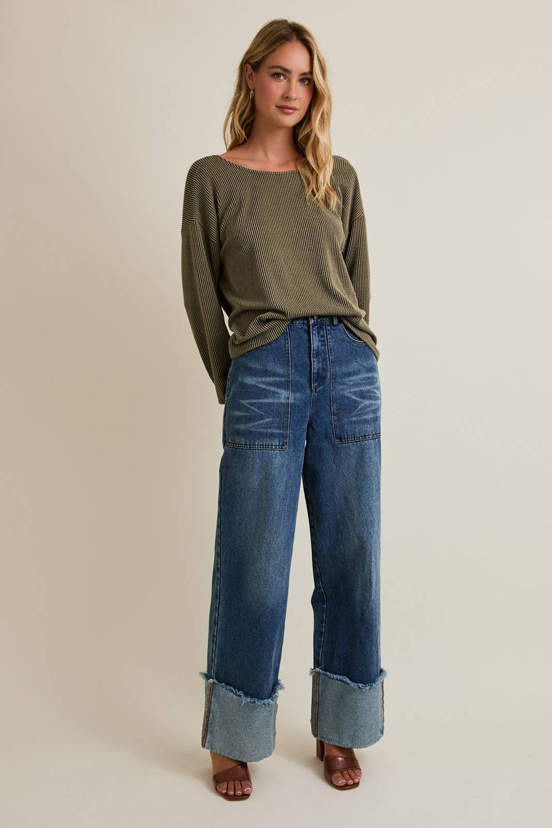 Back Twist Long Sleeve Sweater