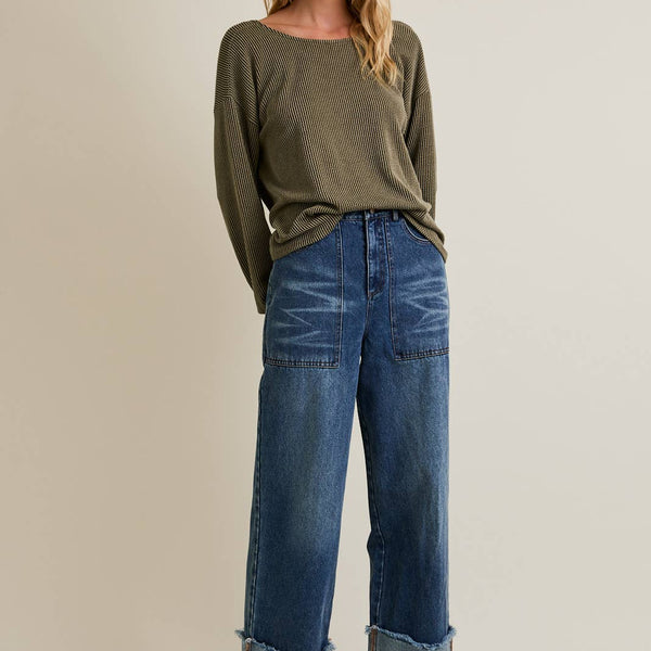 Back Twist Long Sleeve Sweater