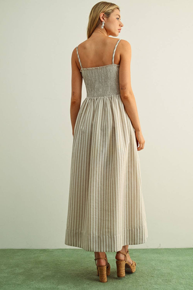 Cotton Striped Smock Maxi Dress