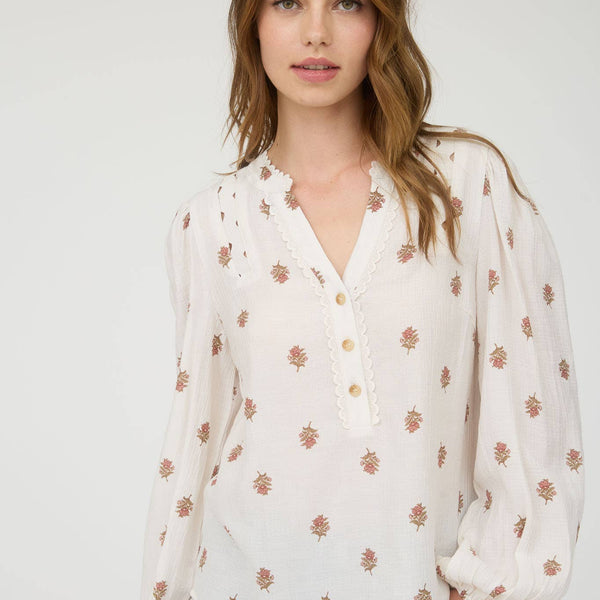 Floral Scallop Trim Long Sleeve