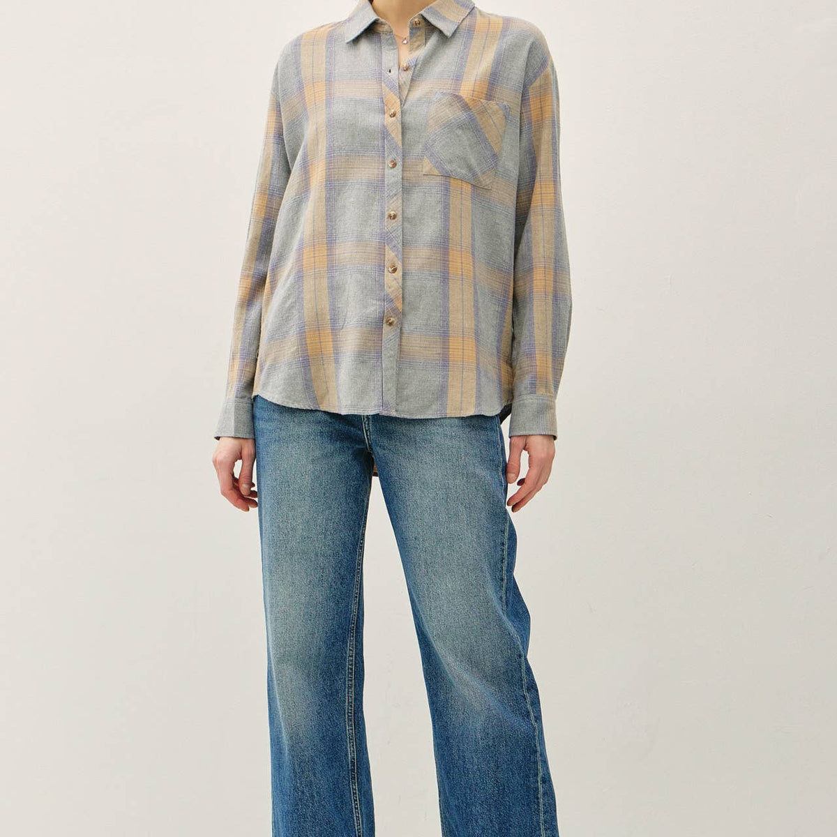 Cotton Faded Plaid Shirt
