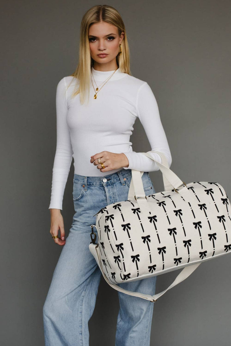 Panache Apparel Co. - White & Black Bows Duffel