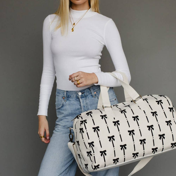 Panache Apparel Co. - White & Black Bows Duffel