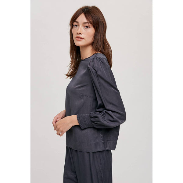 Satin Smock Cuff Blouse