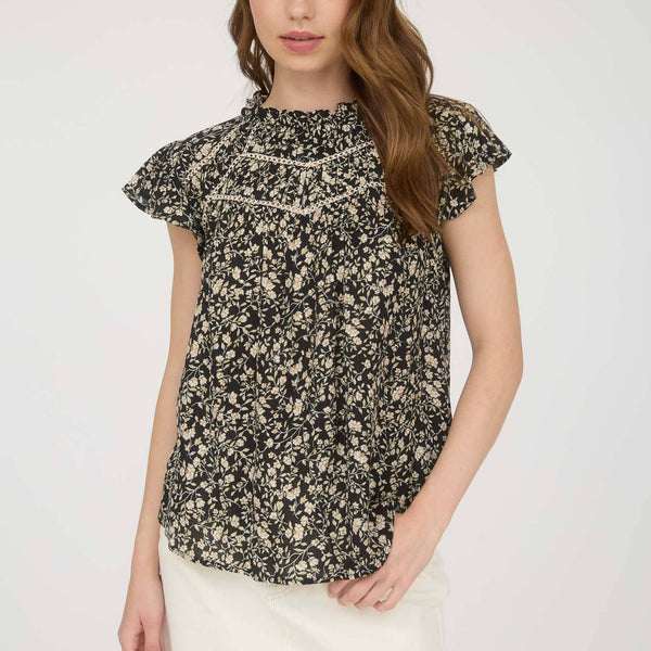 Floral Lace Ruffle Top