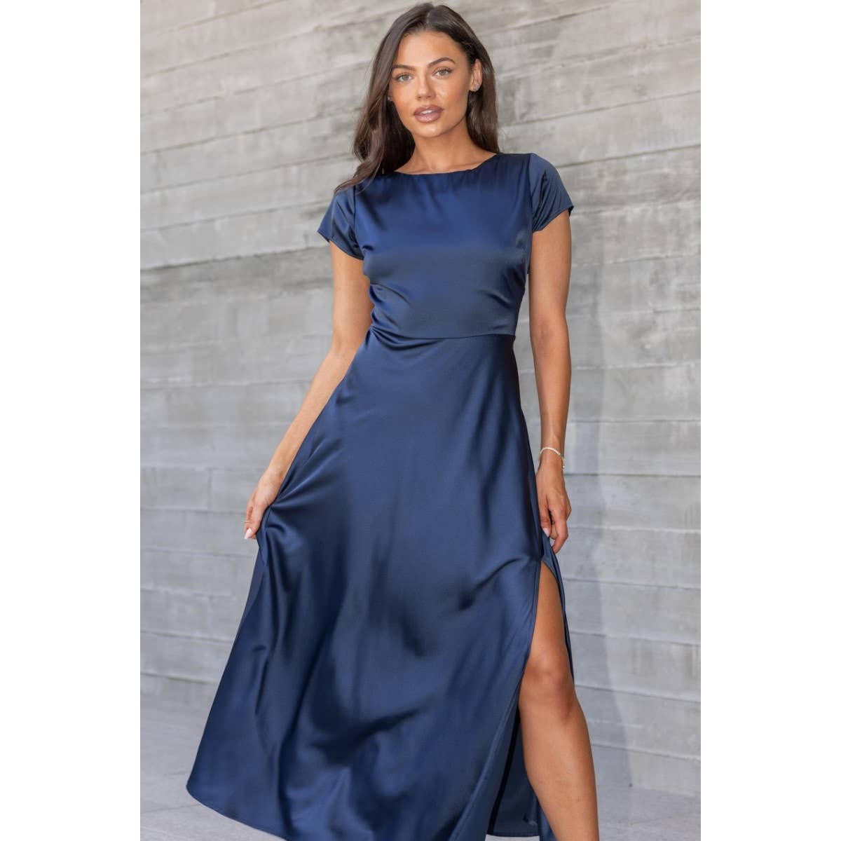 Cara Satin Twist Back Midi Dress